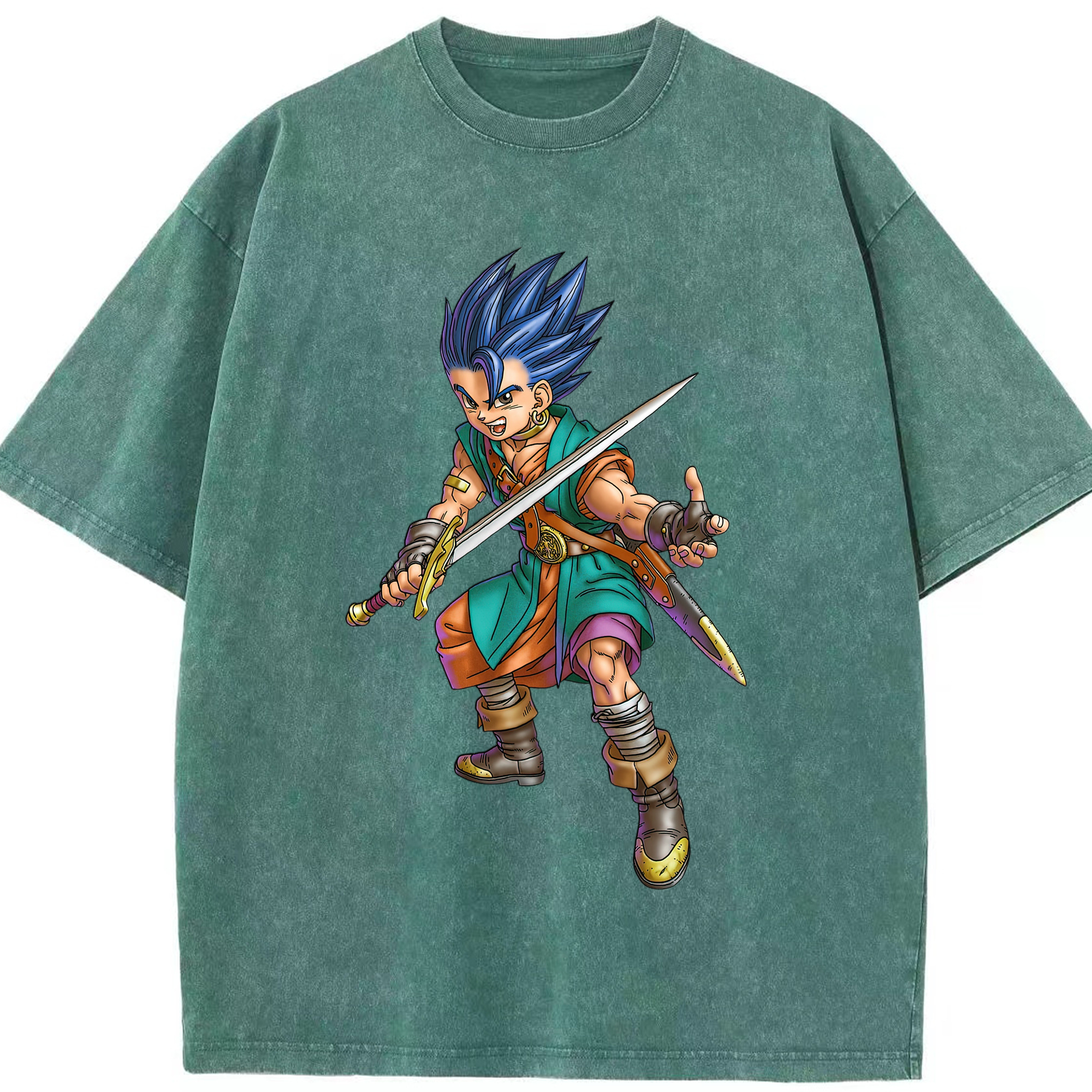 （画像用） ドラゴンクエスト Doragon Kuesuto Dragon Quest 綿100% ヴィンテージ風 半袖Tシャツ（フロントプリント）
